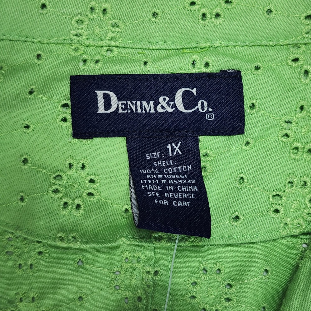 Denim & Co Women's Eyelet Blazer Jacket Size 1X Boho Cottagecore NWT - Picture 6 of 13